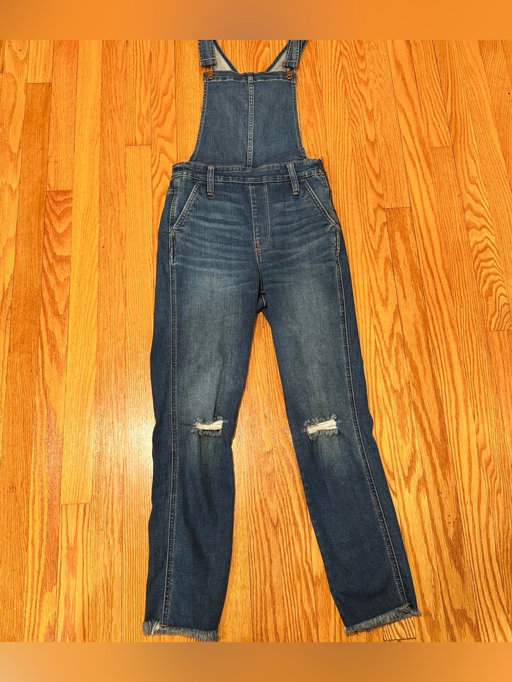 Madewell Denim Overalls - Size Small - Distressed Raw Hem